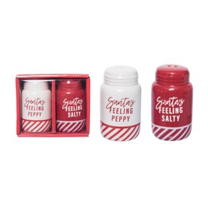 Totalee Gift Santa’s Peppy/Salty Salt and Pepper Shaker in a Box Set of 2 Ceramic Red - 1 of 3