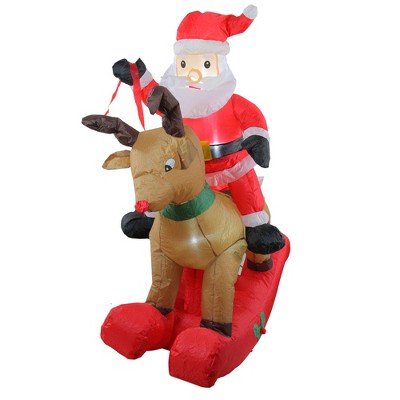 Northlight 4.75' Pre-lit Red Inflatable Rocking Reindeer And Santa ...