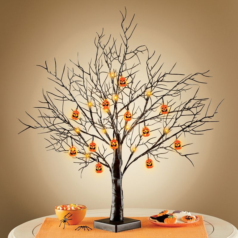 Collections Etc Lighted Pumpkin Halloween Tabletop Tree Decoration, 2 of 3