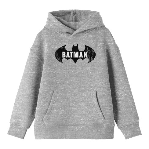 Batman Logo in Bat Signal Youth Heather Gray Hoodie