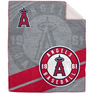 MLB Los Angeles Angels Corner Logo Faux Shearling Blanket - 1 of 3