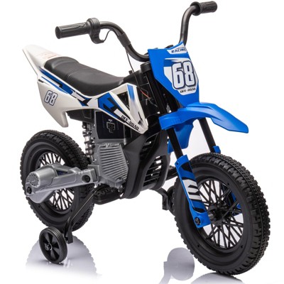 12V Electric Dirt Bike, Kids Electric Motorcycle with 25W*2 Motor, Twist Grip Throttle, Training Wheels, Spring Suspension