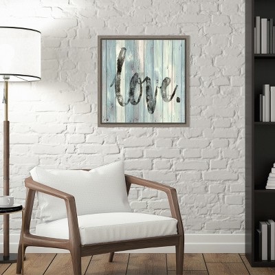 Love Quote Motivational Canvas Wall Art in Grey Frame