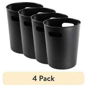 LunaLulinlk Black Basic Plastic 2.64 Gallon Wastepaper Basket 4 Pack for Bathroom, Bedroom or Office - 1 of 4