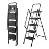 TopComfy 4 Step Stool Folding Ladder Non Slip Wide Pedals Soft Handle Detachable Tool Tray Sturdy Steel for Home Office, Black, 21.6"*4"*57.5" - 2 of 4