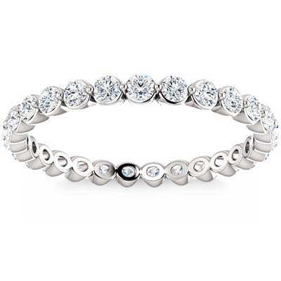 Pompeii3 3/4 Ct Diamond Single Prong Eternity Ring Wedding Stackable Band White Gold