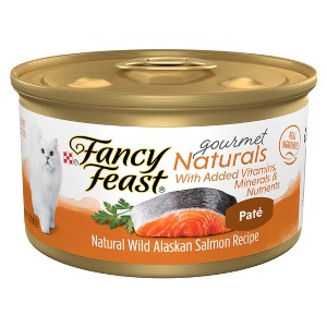 Fancy Feast Gourmet Naturals Wild Recipe Pate Alaskan Salmon, Seafood & Fish Flavor Wet Cat Food - 3oz - 1 of 4