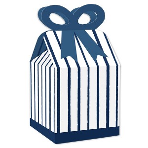Big Dot of Happiness Navy Stripes - Square Favor Gift Boxes - Simple Party Bow Boxes - Set of 12 - 1 of 4