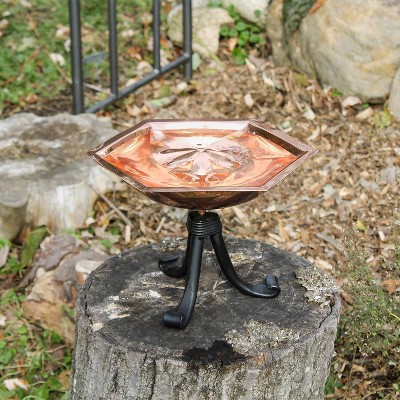 Hexagonal Copper Bee Fountain and Birdbath with Tripod Stand