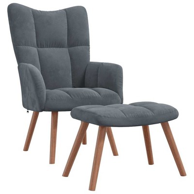 vidaXL Relaxing Chair - Dark Gray With Footrest