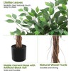 Artificial Ficus Tree, Lush Faux Plant with Black Pot, 2-Trunk Fake Indoor Outdoor Decor - 4 of 4