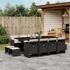 vidaXL - 13-Piece Black Poly Rattan Patio Dining Set with Cushions and Tempered Glass Tabletop for Gardens, Patios, Backyards - 2 of 4
