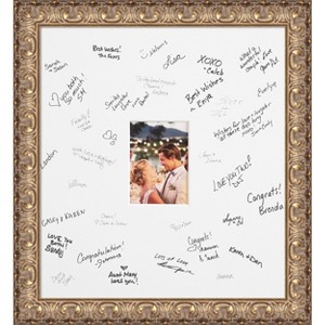 Florentine Signature Mat Picture Frame – Guest Book Alternative for Weddings, Graduations, or Retirement – Autograph Photo Mat for Signature Board - 1 of 4
