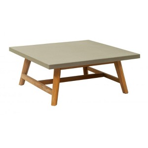 Coffee Table 15"H, Faux Concrete & Acacia Wood, Gray & Natural Finish, Modern Square Design by Zuo Modern - 1 of 4