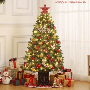 4.5FT Pre-Lit Artificial Christmas Tree w/ 300 LED Lights, Green Full Xmas Tree with 8 Lighting Modes, Hinged Design, 460 Branch Tips - 1 of 4