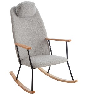 Vynxaria Brown Leather Rocking Accent Chairs with Padded High Back & Armrests, for Home Use - 1 of 4