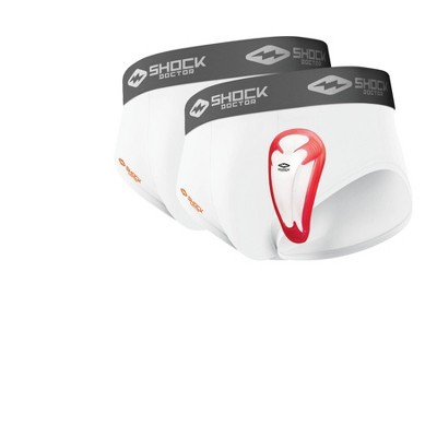 Shock Doctor Compression Shorts Cup Included - Athletic Supporter Underwear  with Pocket and Cup - Adult White