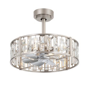 Airsurfer 20" Caged Crystal Ceiling Fan with Remote, 5 Reversible Gray ABS Blades, E26 *4 (Bulbs Not Included) - 1 of 4