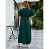BLUEMING Plus Size Womens Dresses Floral Surplice A-Line Maxi Dress Waist Belted Floral Maxi Dress Wasit Tie Bell Sleeve Dress - 2 of 4