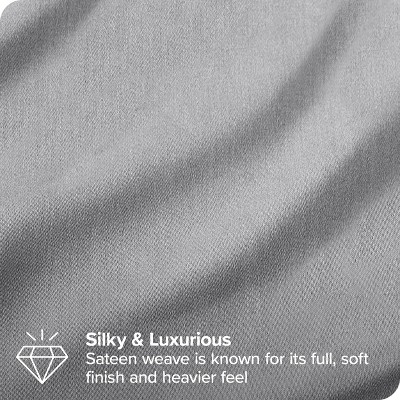 Organic Cotton Sateen Light Grey Split King Bed Sheet Set