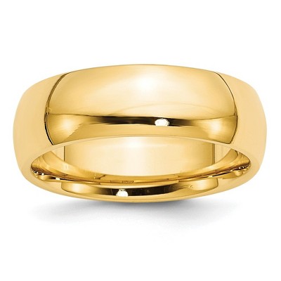 Black Bow Jewelry 7mm or 8mm 14K Yellow Gold Domed Comfort Fit Band