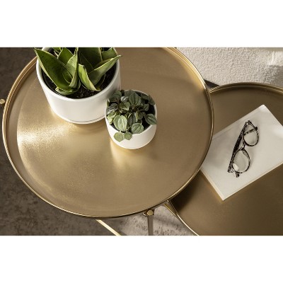 Ulani Round Gold Metal Nesting Accent Table Set