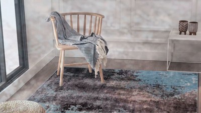 Blue and Gray Abstract 8' x 10' Synthetic Area Rug