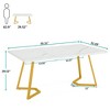 Resenkos Computer Desk, Office Desk, Study Desk,55" Computer Desk, Faux Marble Study Desk Office Table,White - 3 of 4