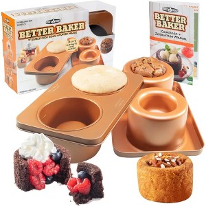 Cook's Choice 2-In-1 Better Baker Edible Food Bowl & Muffin Maker w Recipe Cookbook- Two 5" Bowls or Cupcakes- Double-Sided Stainless Steel Non-Stick - 1 of 4