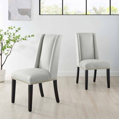 Elegant Light Gray Velvet Upholstered Dining Chair with Wood Frame