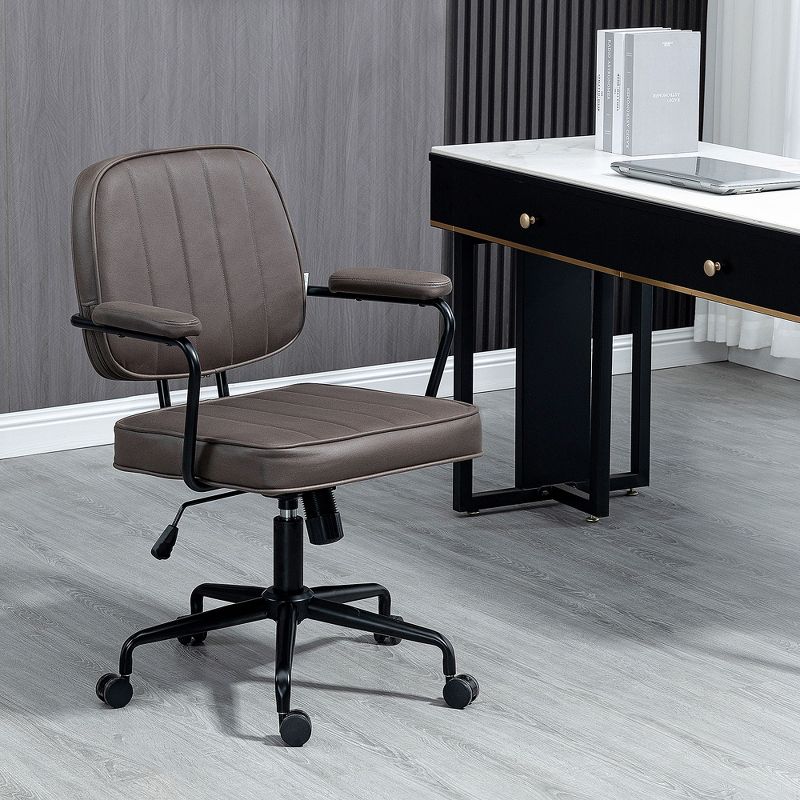 Vinsetto Home Office Chair, Microfiber Computer Desk Chair with Swivel Wheels, Adjustable Height, and Tilt Function, 3 of 7