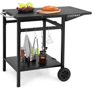 Costway Folding Collapsible Service Cart Heavy-Duty 3-Shelf Tool Cart with  4 Wheels