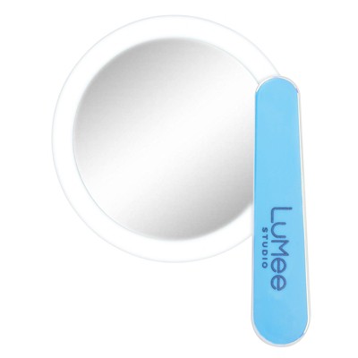 Iridescent LED Lighted Compact Makeup Mirror with Foldable Handle