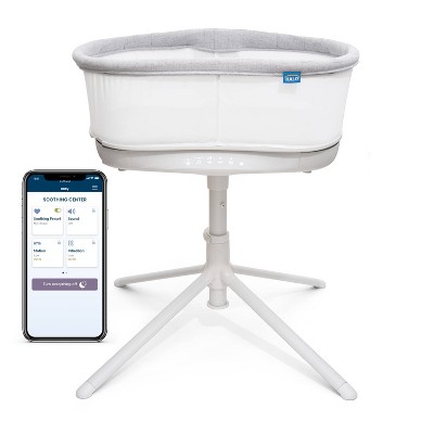 Gray and White Polyester Smart Swivel Baby Bassinet