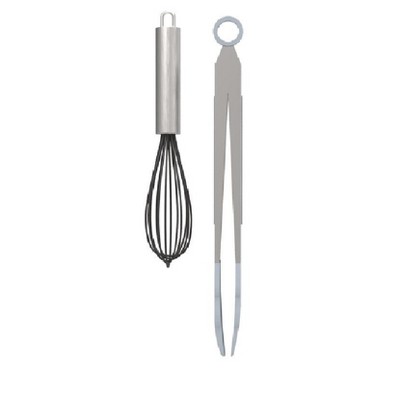 Core Kitchen AC29828 Whisk Tong Set, Silver