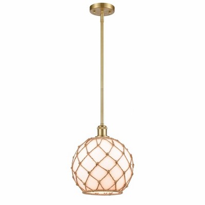 Farmhouse Rope - 1 Light Stem Hung Mini Pendant In Industrial Style-13 Inches Tall and 10 Inches Wide