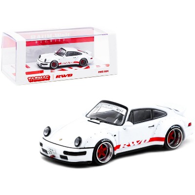 Porsche RWB 964 White with Red Stripes Special Edition "RAUH-Welt BEGRIFF" 1/64 Diecast Model Car by Tarmac Works