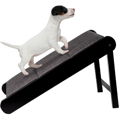 Pet Ramp - Foldable Wooden Dog Ramp for Getting onto Beds, Couches, or Into Vehicles - Dog Accessories for Small Dogs by PETMAKER (Black/Gray)