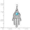 Black Bow Jewelry 14k White or Yellow Gold Synthetic Turquoise Filigree Hamsa Pendant - 4 of 4
