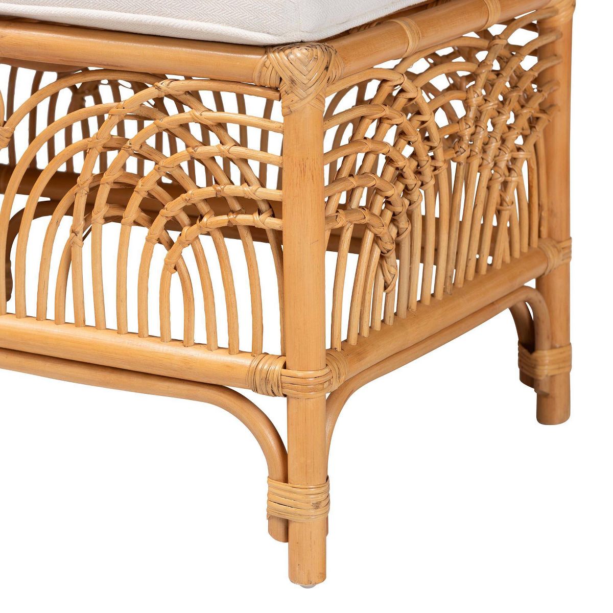 bali & pari Materra Rattan Bench White/Light Honey: Upholstered Polyester, No Assembly, Spot Clean - thumbnail 5