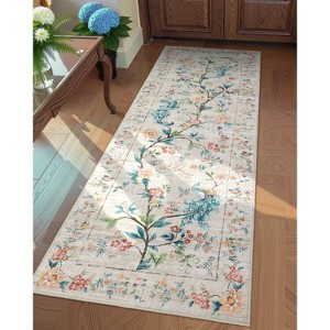 Nasitip Traditional Floral Area Rugs for Living Room Soft Low Pile Non-Sliping, Machine Washable - 1 of 4