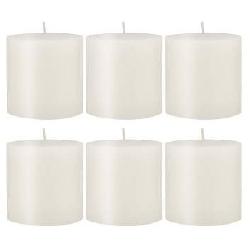 6pk Unscented Flat top Smooth Pillar Candles White - Stonebriar Collection