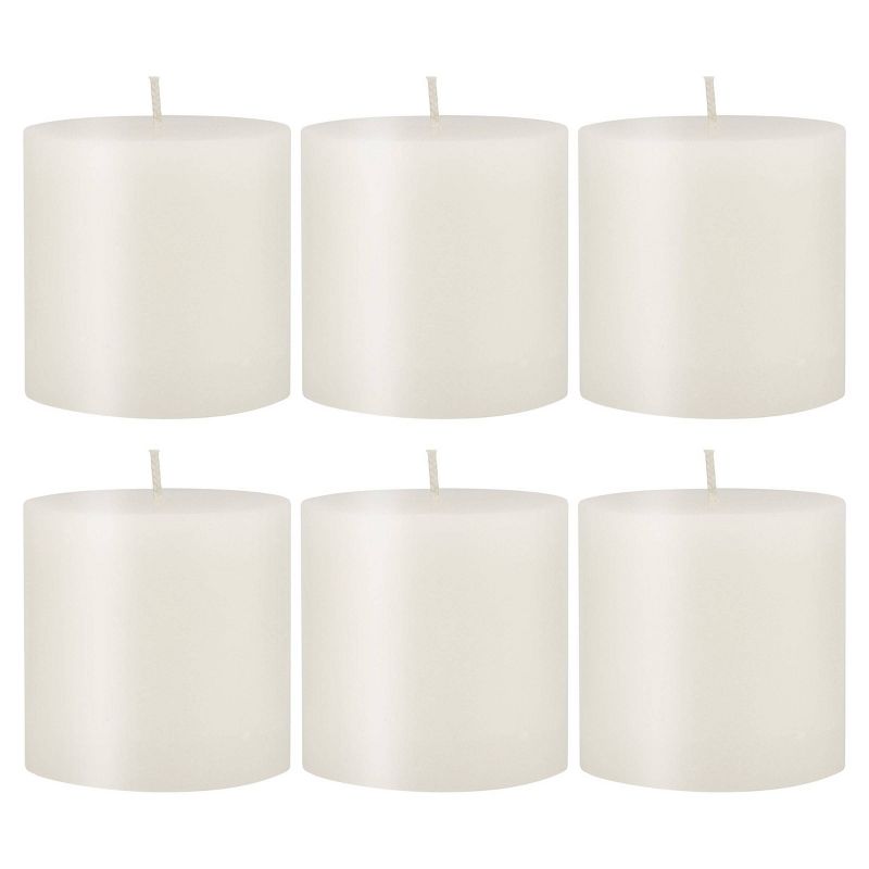 6pk Unscented Flat top Smooth Pillar Candles White - Stonebriar Collection, 1 of 7