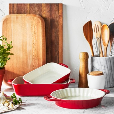 Cherry Red Ceramic 9-inch Pie Dish