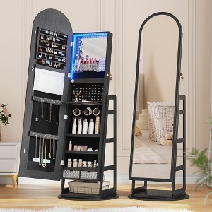 Vlsrka Arched Jewelry Cabinet Freestanding Jewelry Armoire ,Black - 1 of 4