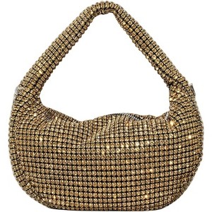 FATMOON Bling Full Glitter Knotted Handbag for Women Crystal Rhinestone Hobo Dumpling Bag Diamond Evening Clutch Crossbody Bag - 1 of 4