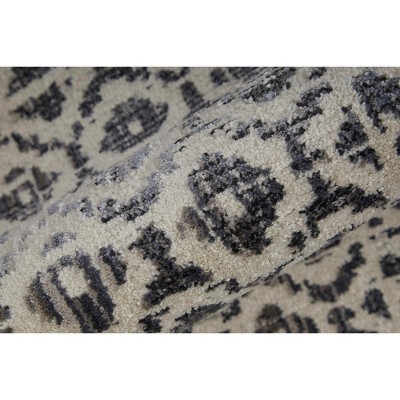 Ivory and Beige Easy-Care Synthetic Rectangular Rug