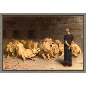 Amanti Art Daniel in the Lions Den 1872 by Briton Riviere Framed Canvas Wall Art - 1 of 4