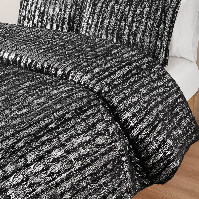 Madelyn Metallic Print Faux Fur Comforter Set - Intelligent Design, 3 of 8