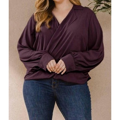 Women's Draped Wrap Twist Shirt Blouse - Plus - Oddi